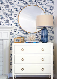 Whimsy Fairytale Toille Peel and Stick Wallpaper in a room setting