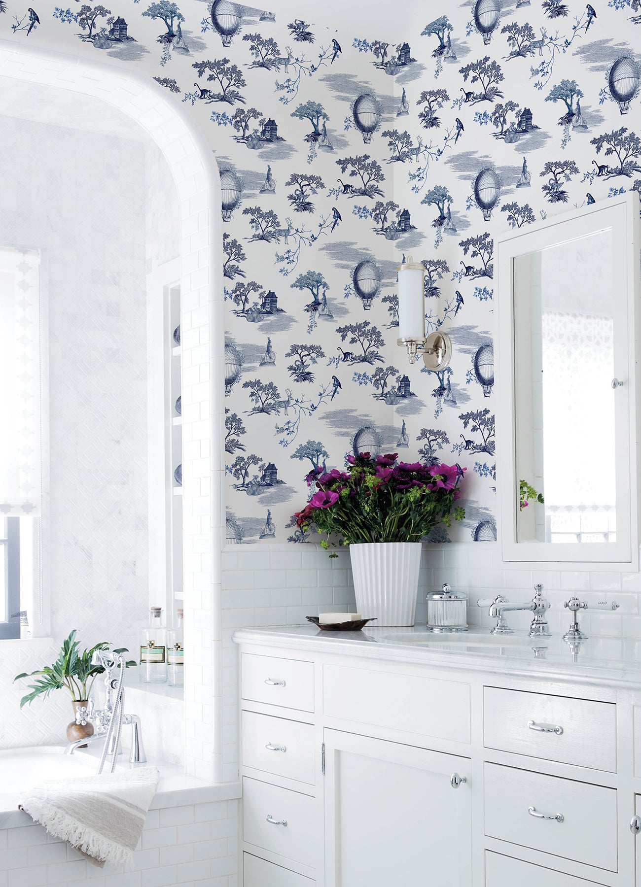 Whimsy Fairytale Toille Peel and Stick Wallpaper in a room setting