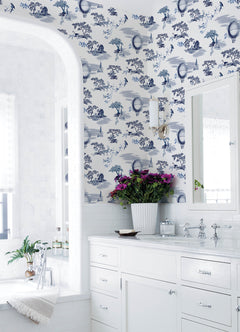 Whimsy Fairytale Toille Peel and Stick Wallpaper in a room setting