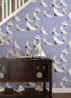 Halcyon Birds Peel and Stick Wallpaper in a room setting