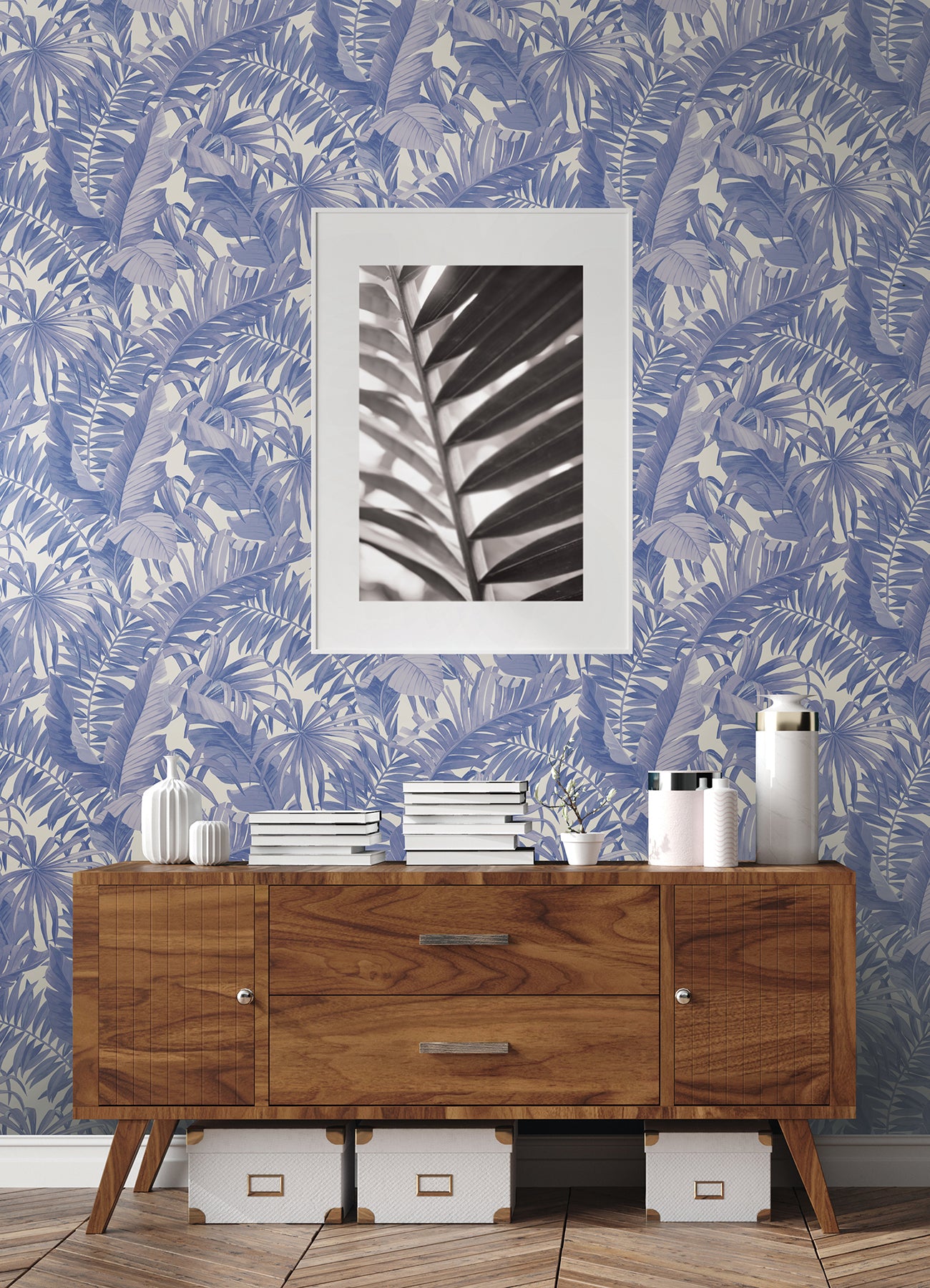 Maui Leaf Peel and Stick Wallpaper in a room setting