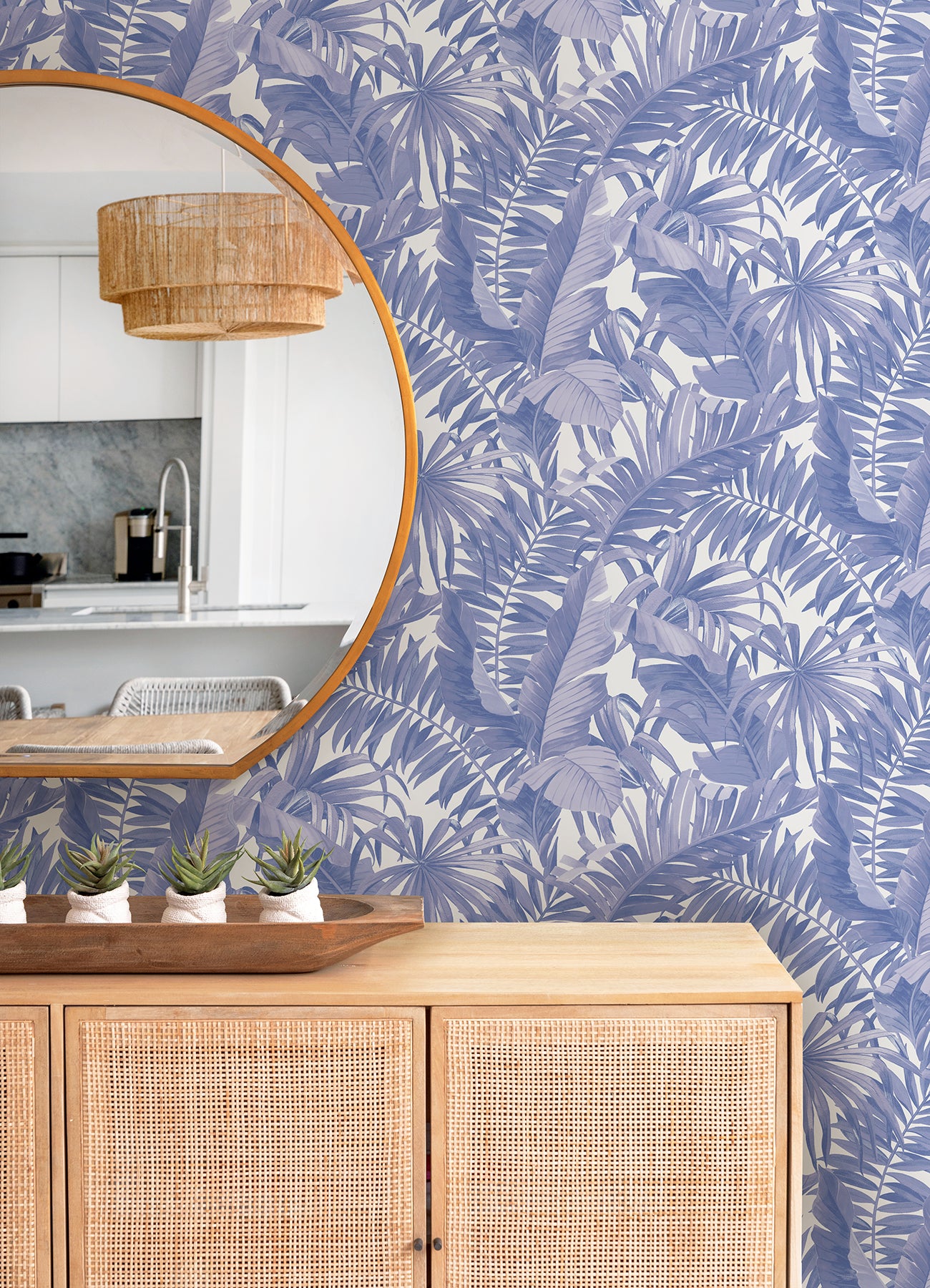 Maui Leaf Peel and Stick Wallpaper in a room setting