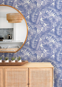 Maui Leaf Peel and Stick Wallpaper in a room setting