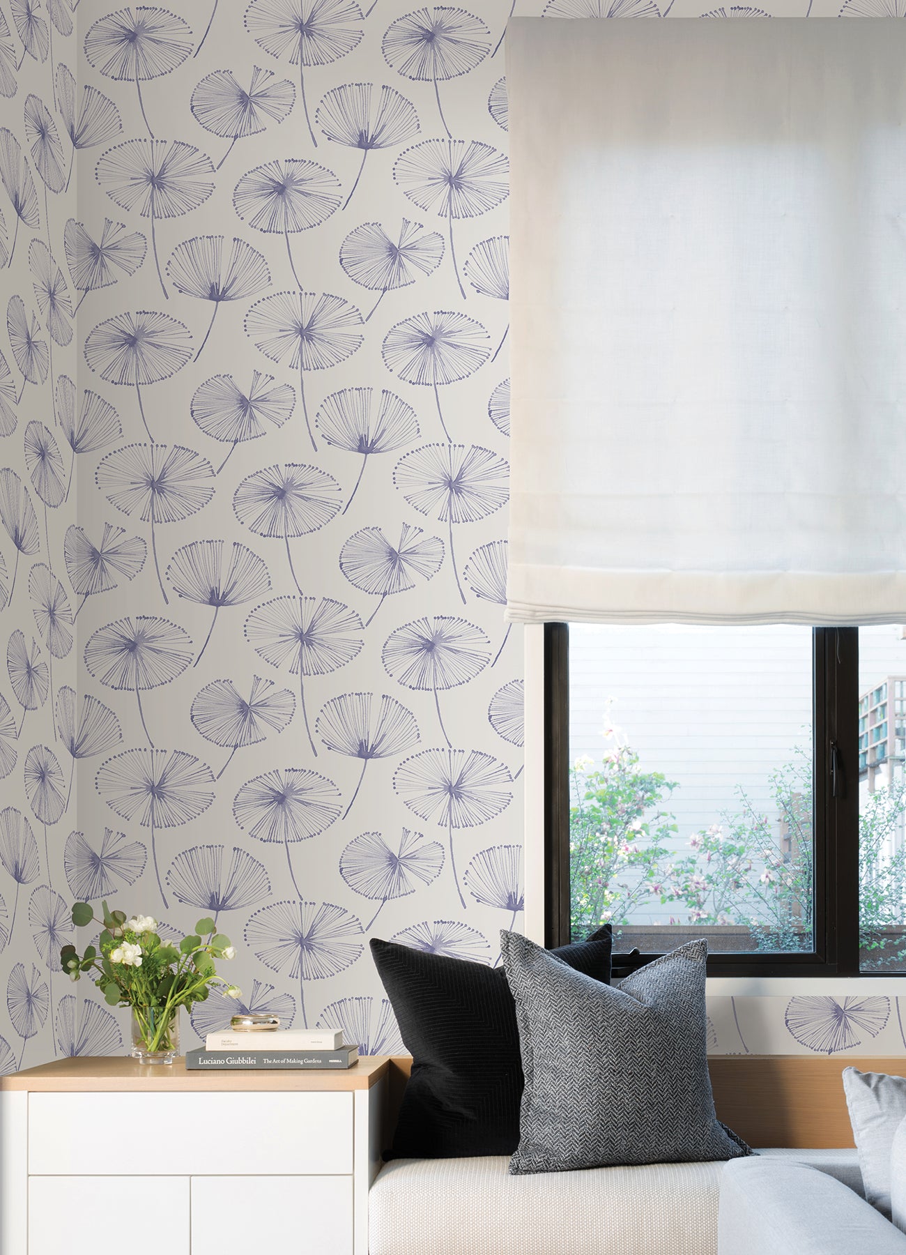 Aya Flower Peel and Stick Wallpaper in a room setting