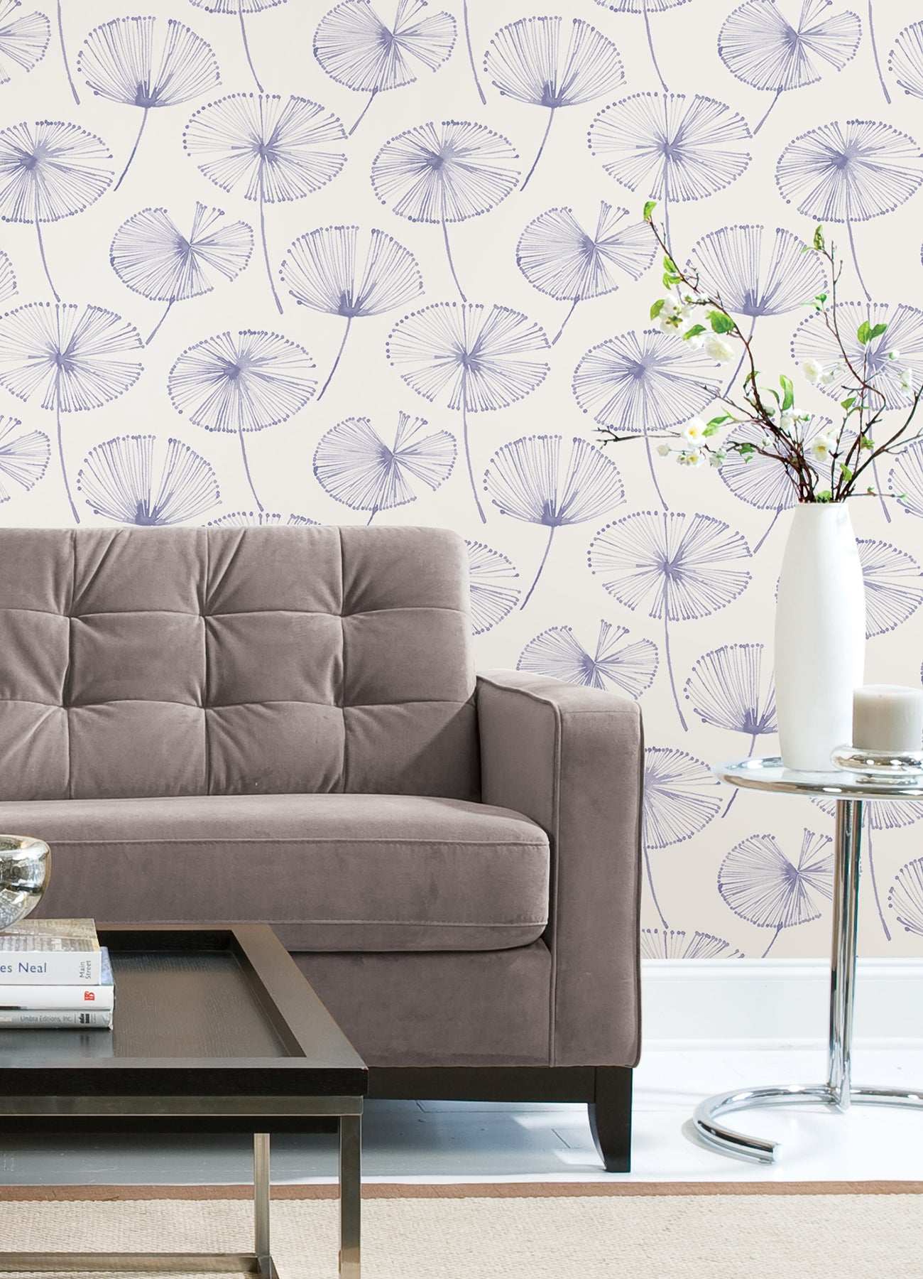 Aya Flower Peel and Stick Wallpaper in a room setting
