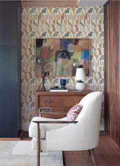 Lenny Geometric Peel and Stick Wallpaper in a room setting