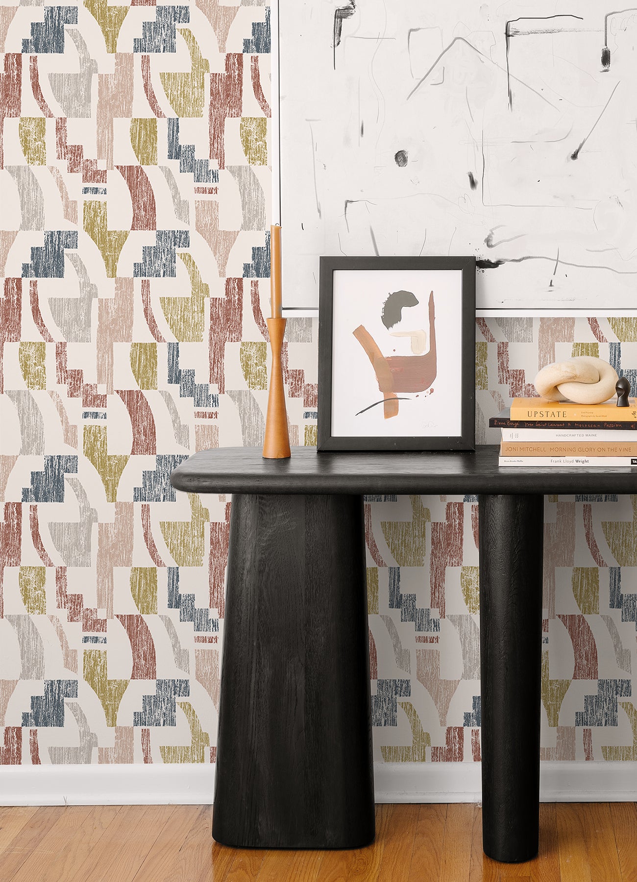 Lenny Geometric Peel and Stick Wallpaper in a room setting