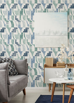 Lenny Geometric Peel and Stick Wallpaper in a room setting