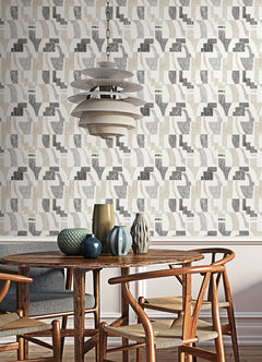 Lenny Geometric Peel and Stick Wallpaper in a room setting