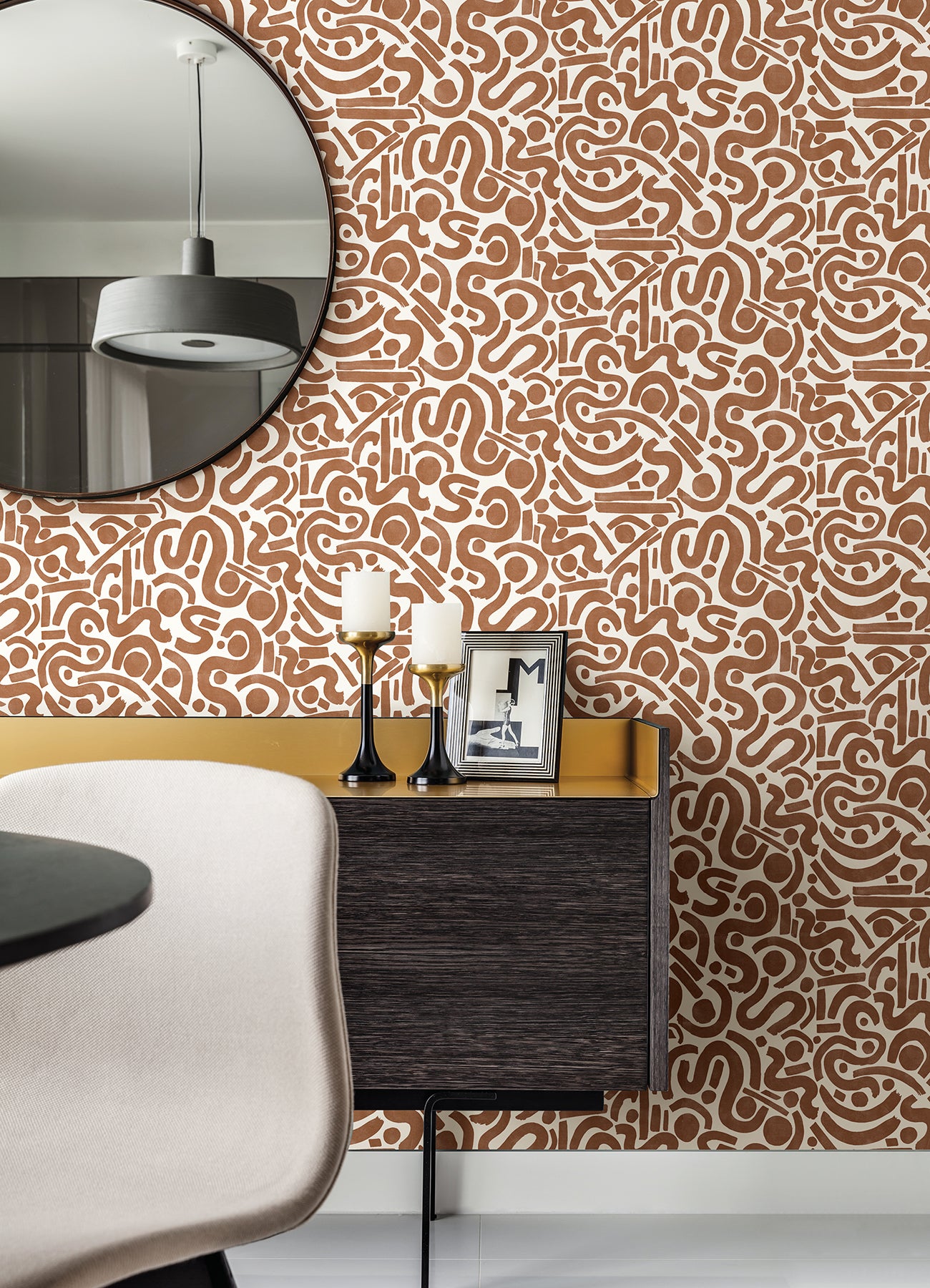 Edie Geometric Peel and Stick Wallpaper in a room setting
