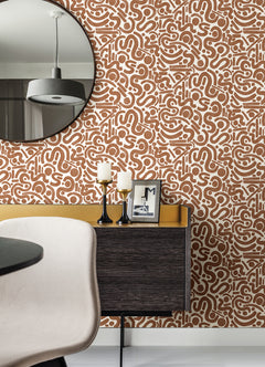 Edie Geometric Peel and Stick Wallpaper in a room setting