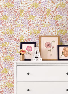 Floral Bunch Peel and Stick Wallpaper in a room setting