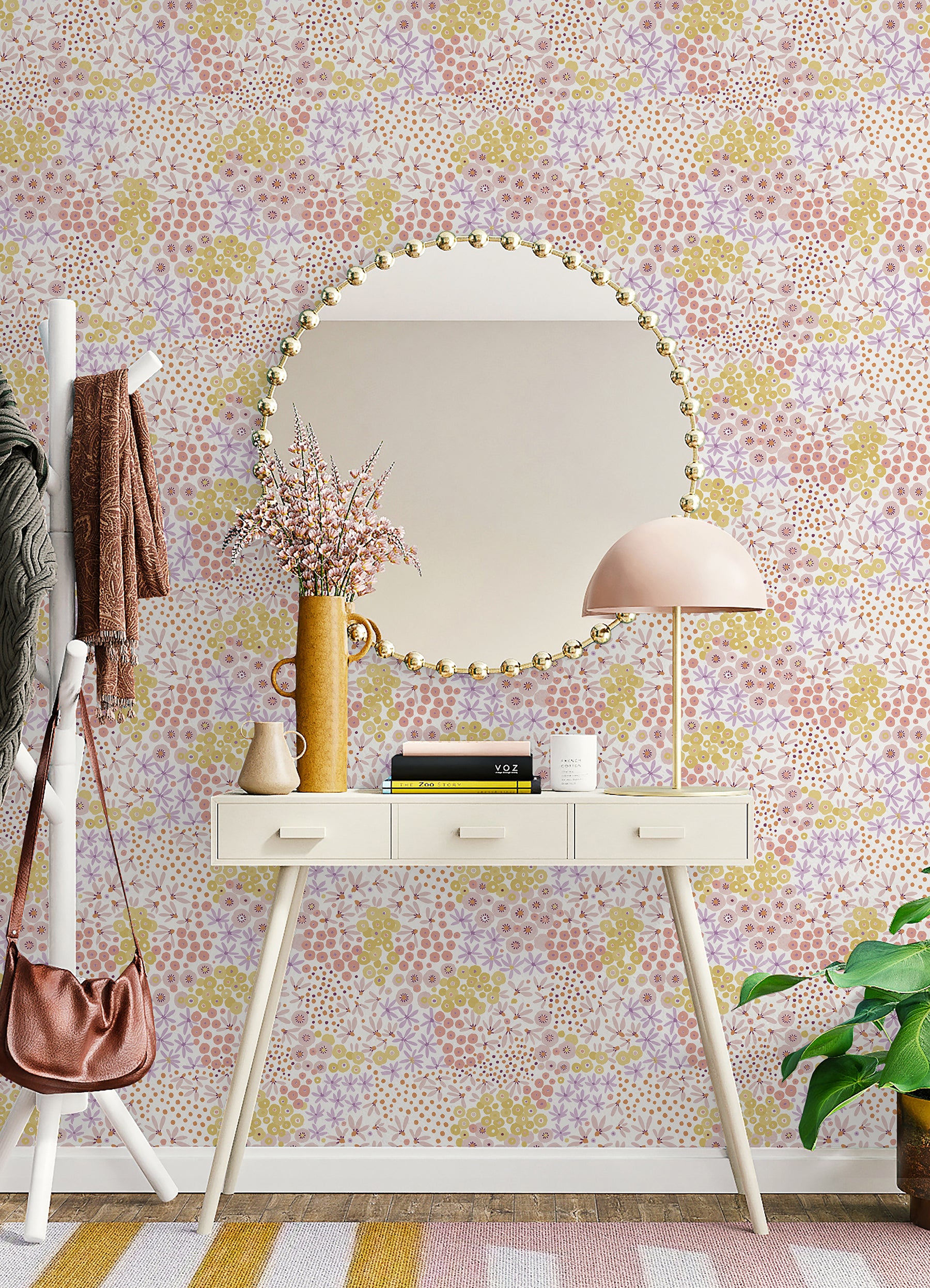Floral Bunch Peel and Stick Wallpaper in a room setting