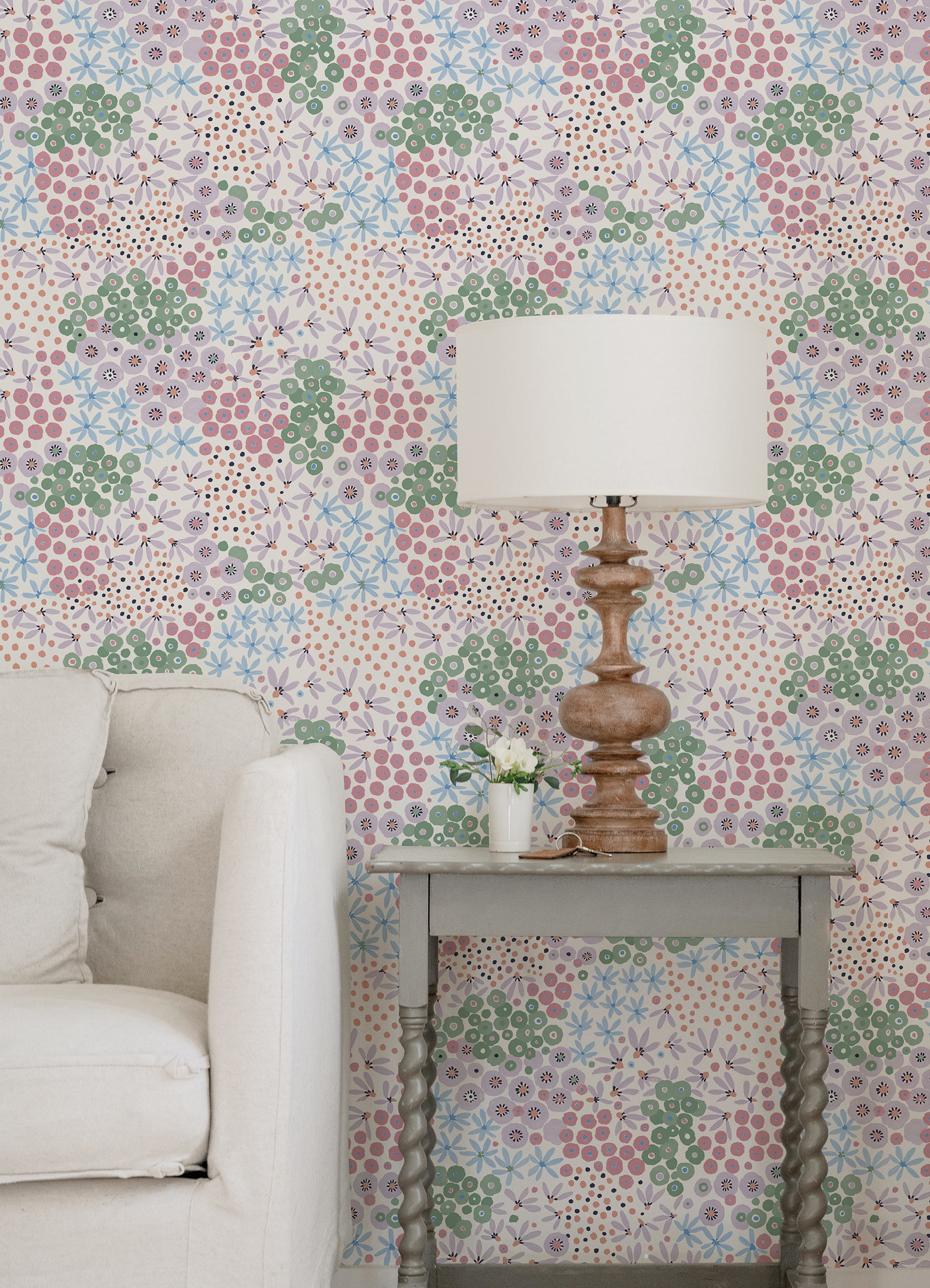 Floral Bunch Peel and Stick Wallpaper in a room setting