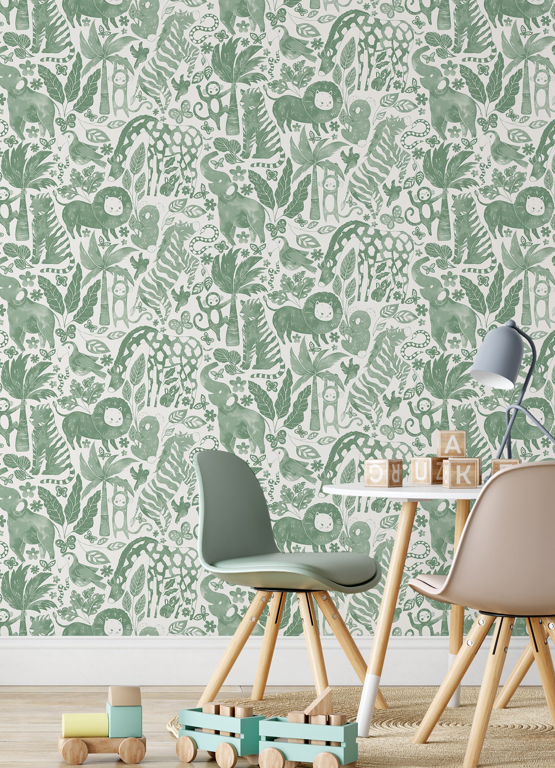 Sweet Safari Peel and Stick Wallpaper in a room setting