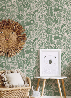 Sweet Safari Peel and Stick Wallpaper in a room setting