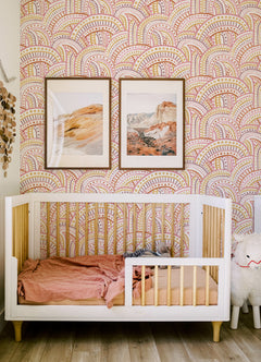 Retro Rainbow Peel and Stick Wallpaper in a room setting