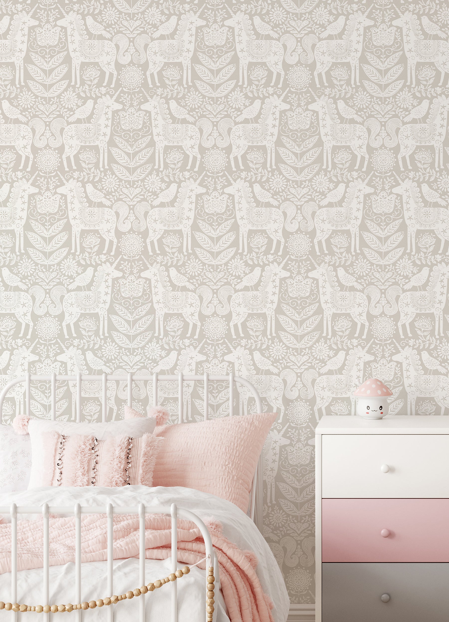 Unicorn Stamp Peel and Stick Wallpaper in a room setting