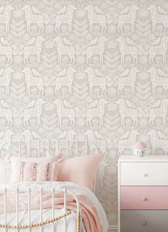 Unicorn Stamp Peel and Stick Wallpaper in a room setting