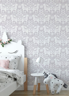 Unicorn Stamp Peel and Stick Wallpaper in a room setting