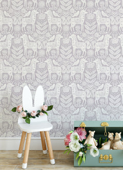 Unicorn Stamp Peel and Stick Wallpaper in a room setting
