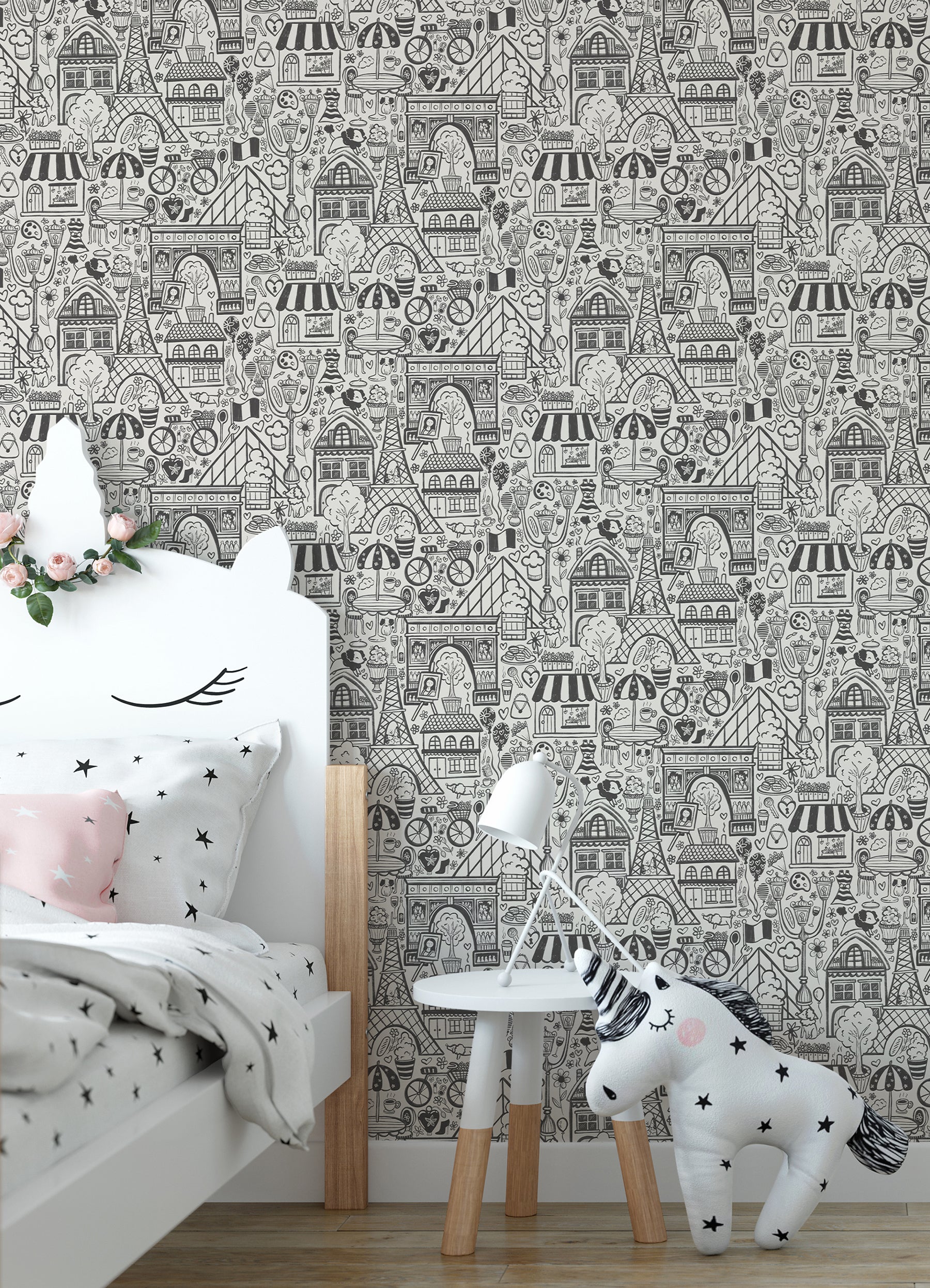 Oui Paris Peel and Stick Wallpaper in a room setting