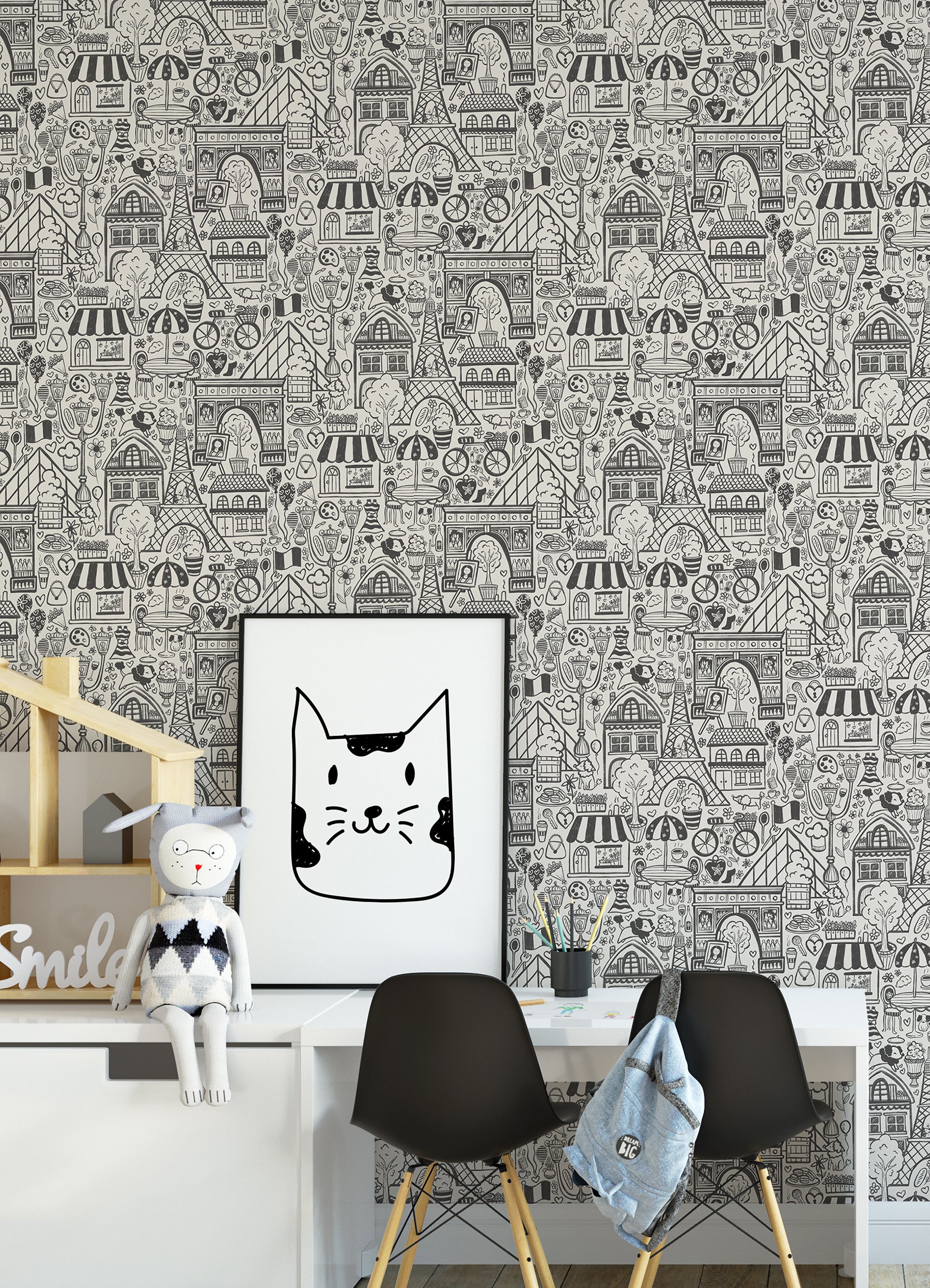 Oui Paris Peel and Stick Wallpaper in a room setting