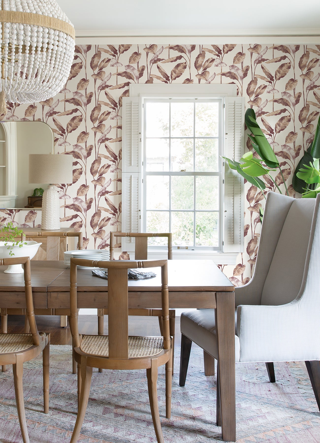 Banana Leaf Peel and Stick Wallpaper in a room setting