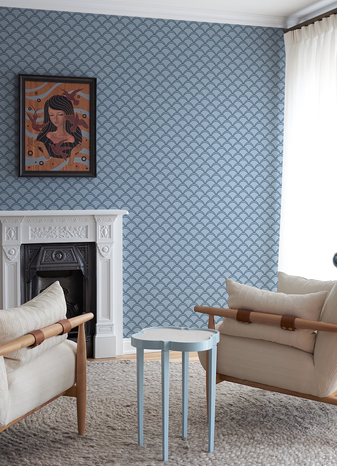 Deco Wave Peel and Stick Wallpaper in a room setting