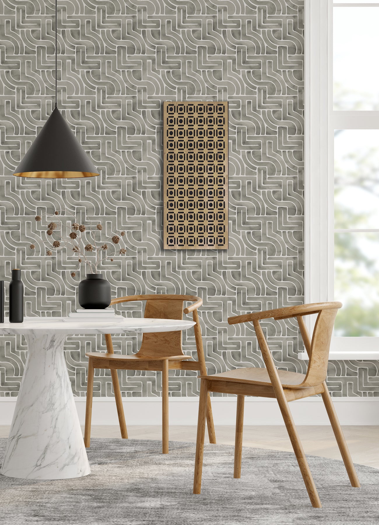 Blythe P&S Wallpaper in a room setting