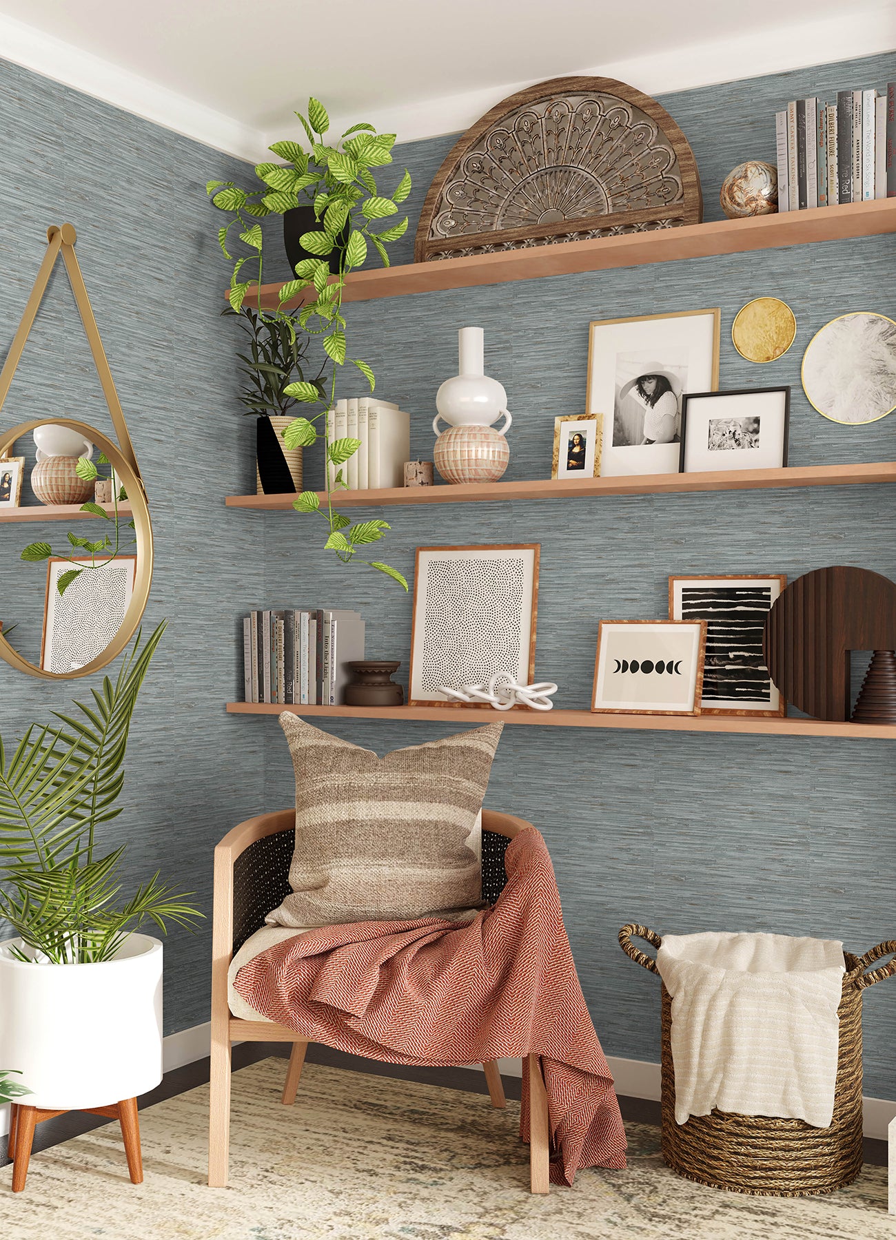Grassweave P&S Wallpaper in a room setting