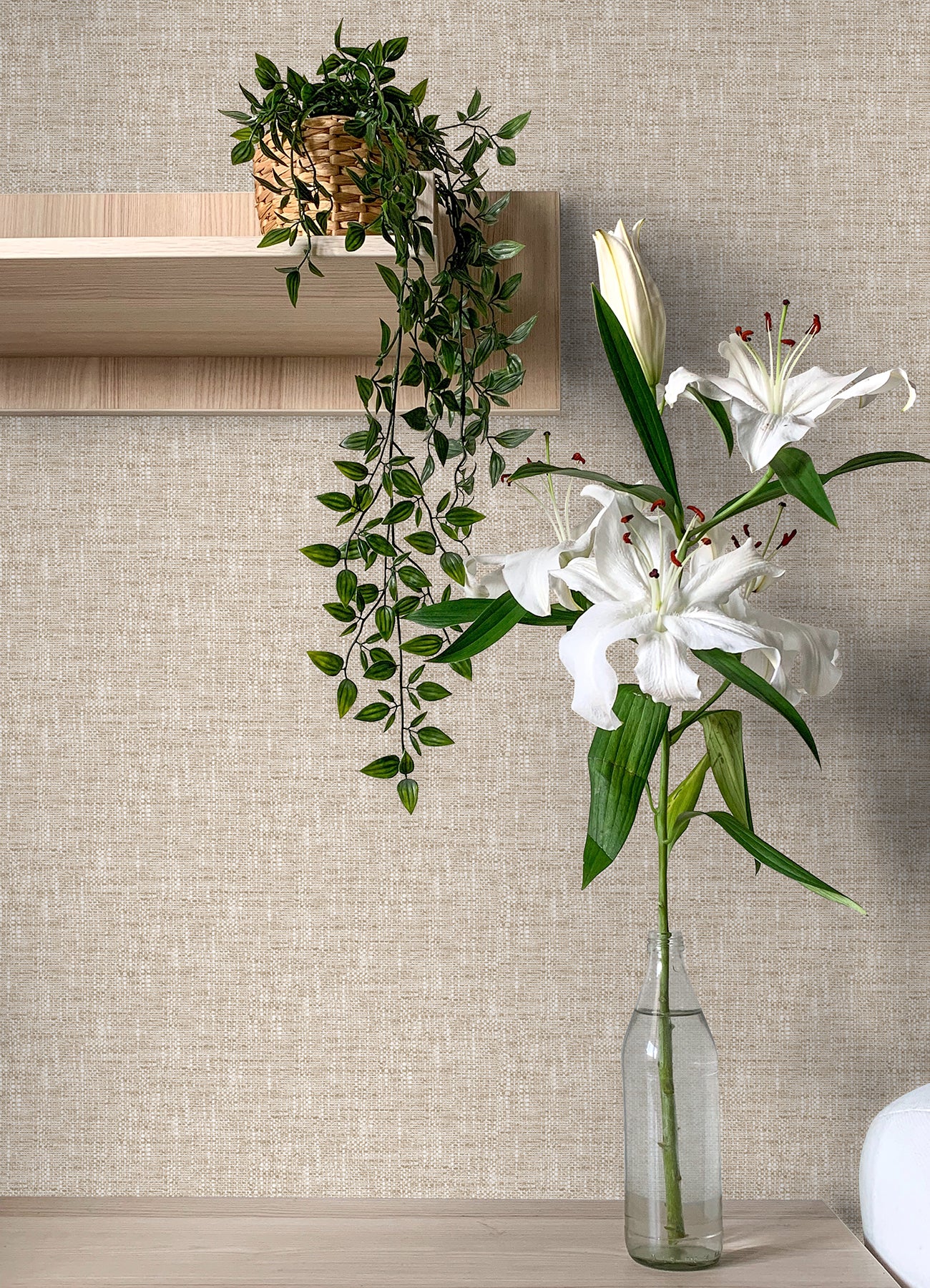 Poplin P&S Wallpaper in a room setting