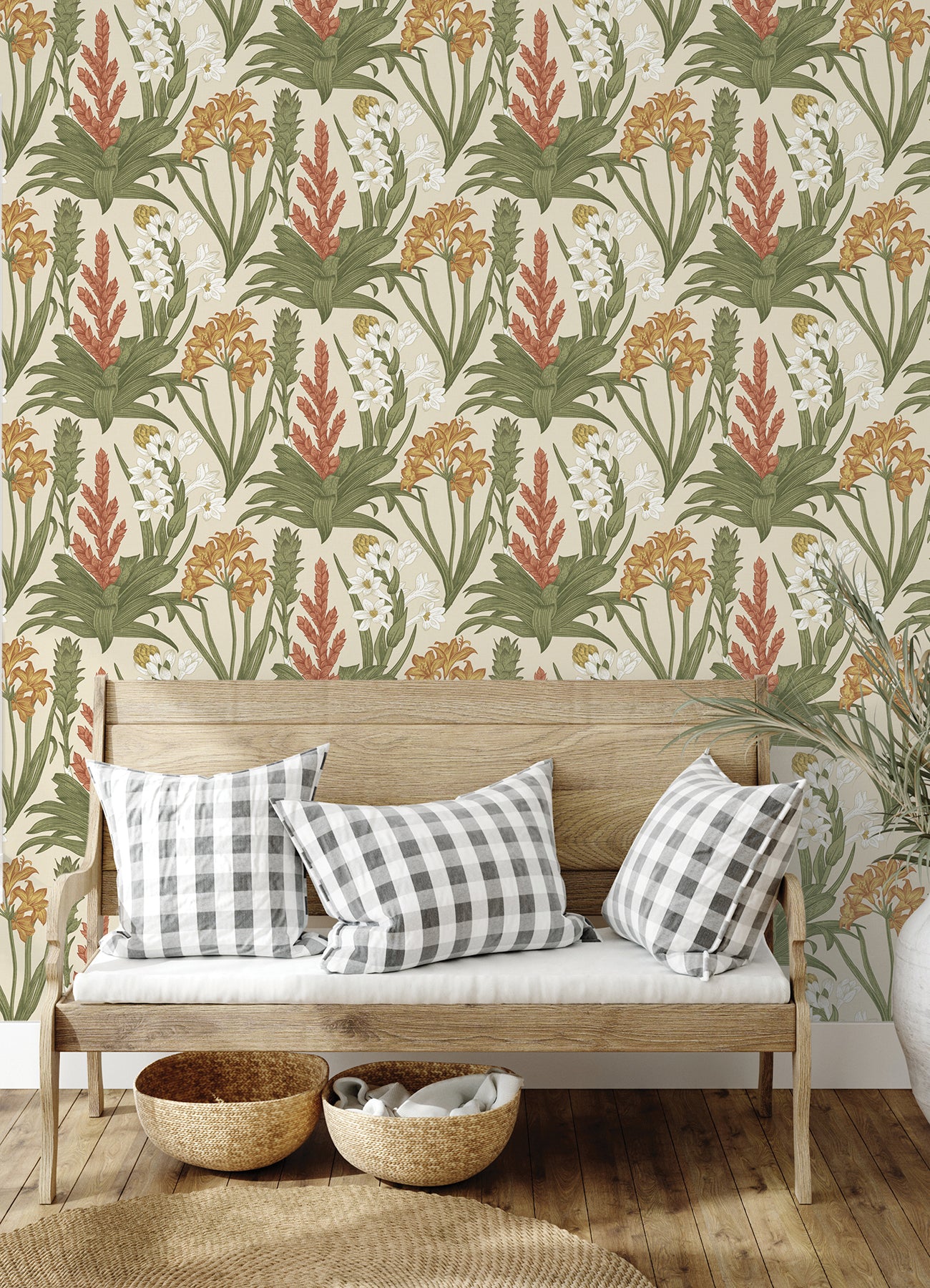 Blooming Villa Peel and Stick Wallpaper in a room setting