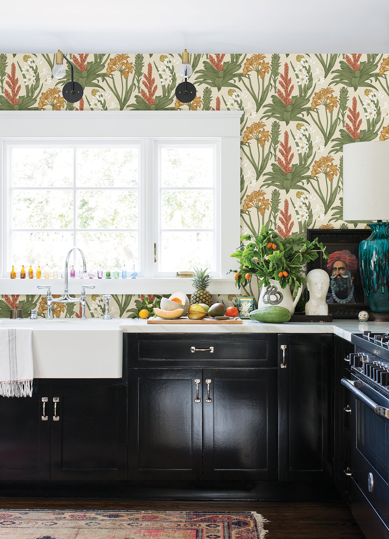 Blooming Villa Peel and Stick Wallpaper in a room setting