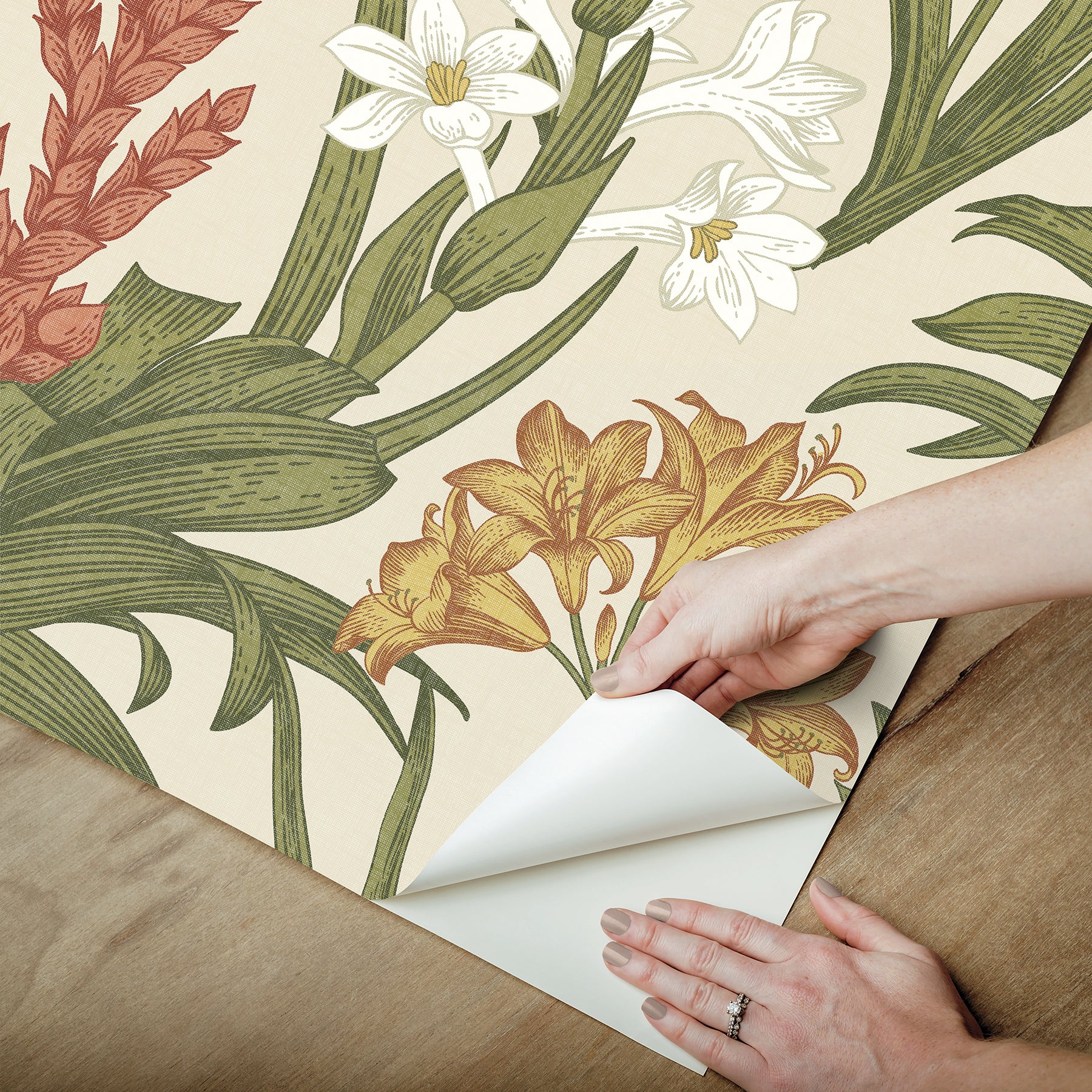Blooming Villa Peel and Stick Wallpaper - how to peel
