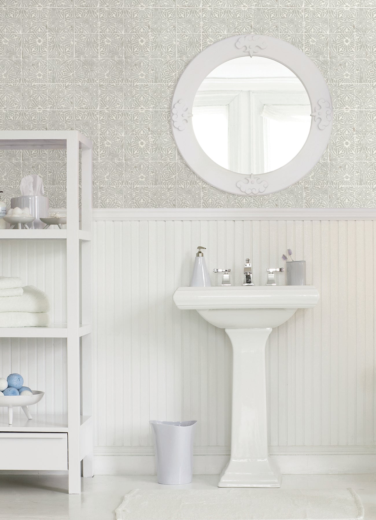 Provincial Tile Peel and Stick Wallpaper in a room setting
