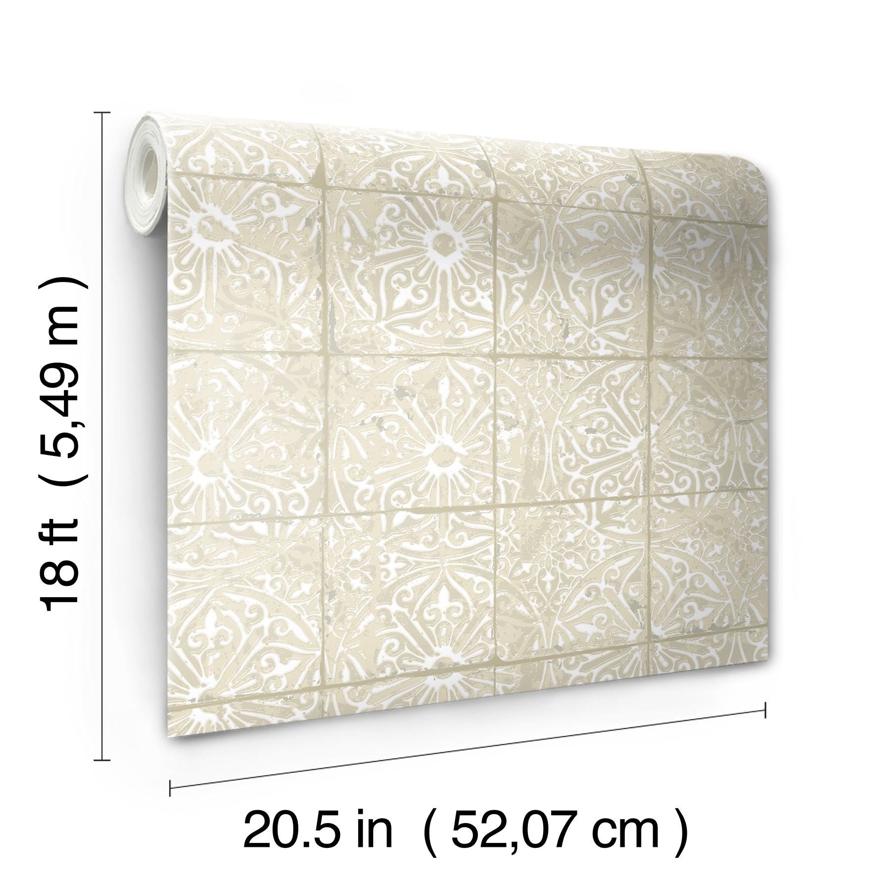 Provincial Tile Peel and Stick Wallpaper - dimensions