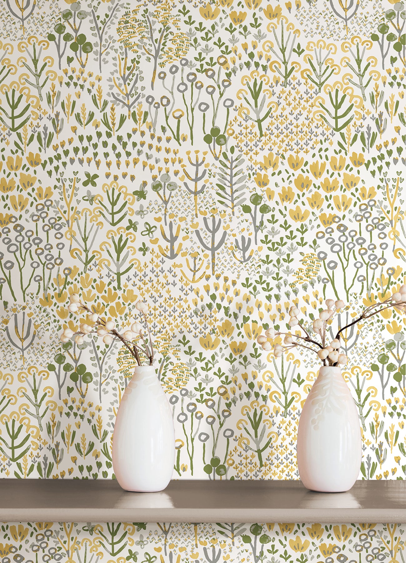 Flower Parade Peel and Stick Wallpaper in a room setting