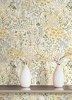 Flower Parade Peel and Stick Wallpaper in a room setting