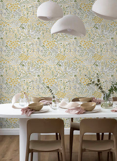 Flower Parade Peel and Stick Wallpaper in a room setting