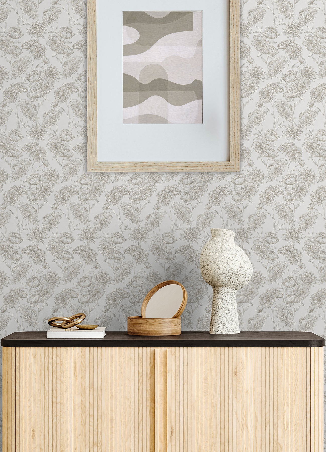 Gilded Floral Peel and Stick Wallpaper in a room setting