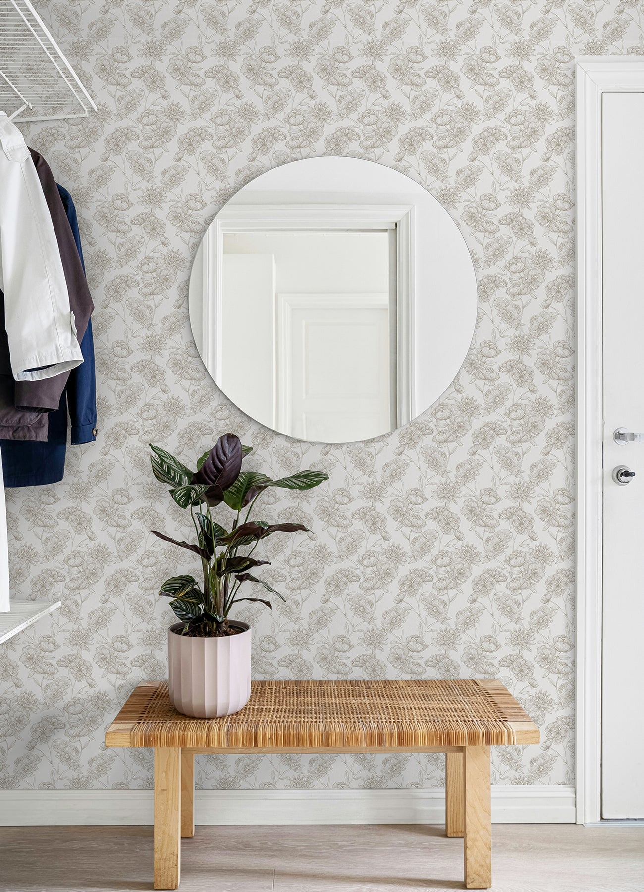 Gilded Floral Peel and Stick Wallpaper in a room setting