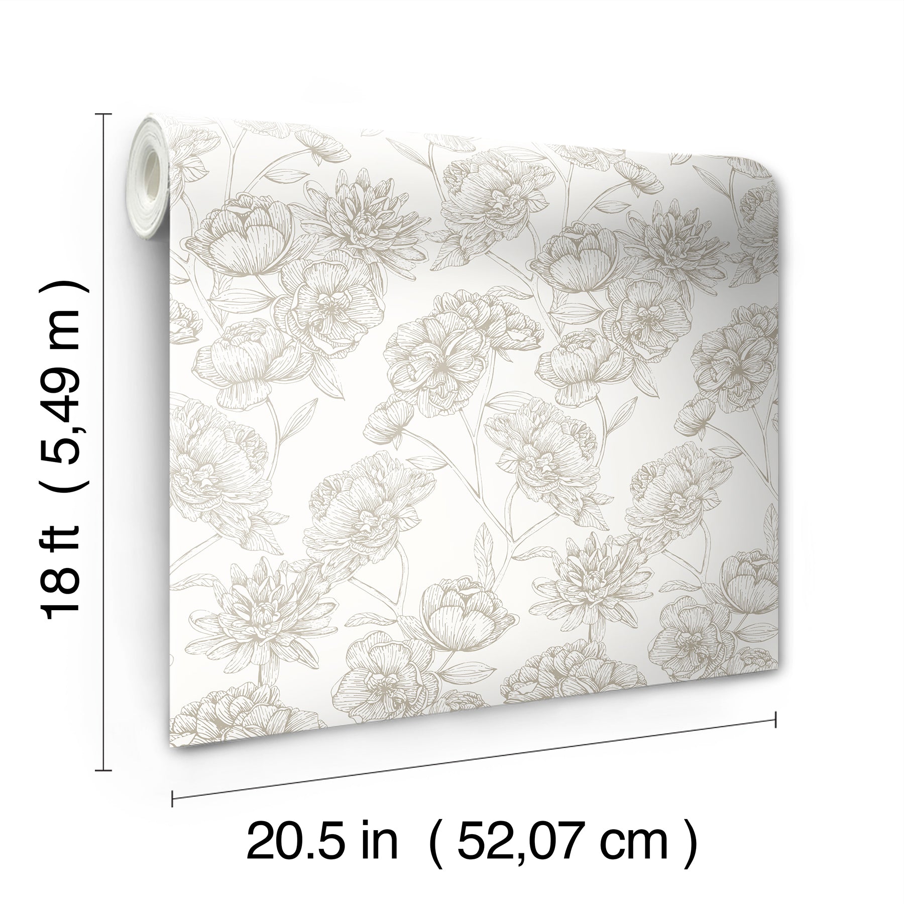 Gilded Floral Peel and Stick Wallpaper - dimensions