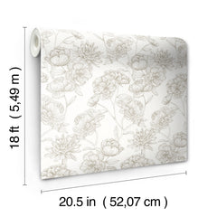 Gilded Floral Peel and Stick Wallpaper - dimensions