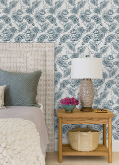 Gilded Floral Peel and Stick Wallpaper in a room setting