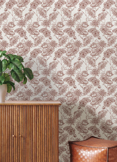 Gilded Floral Peel and Stick Wallpaper in a room setting
