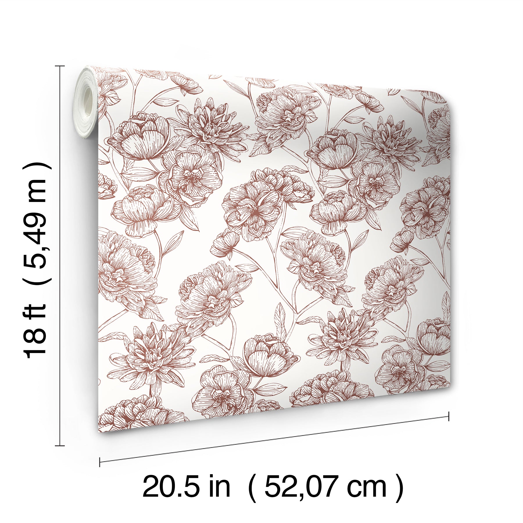 Gilded Floral Peel and Stick Wallpaper - dimensions