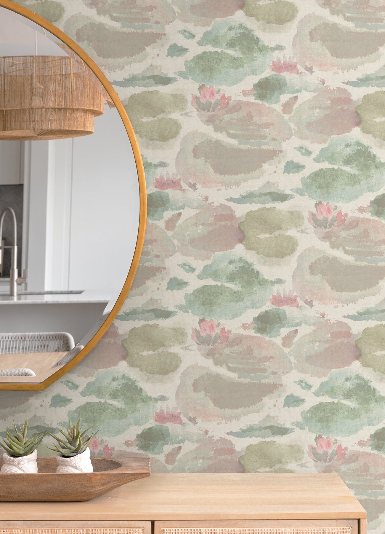 Water Lily P&S Wallpaper in a room setting