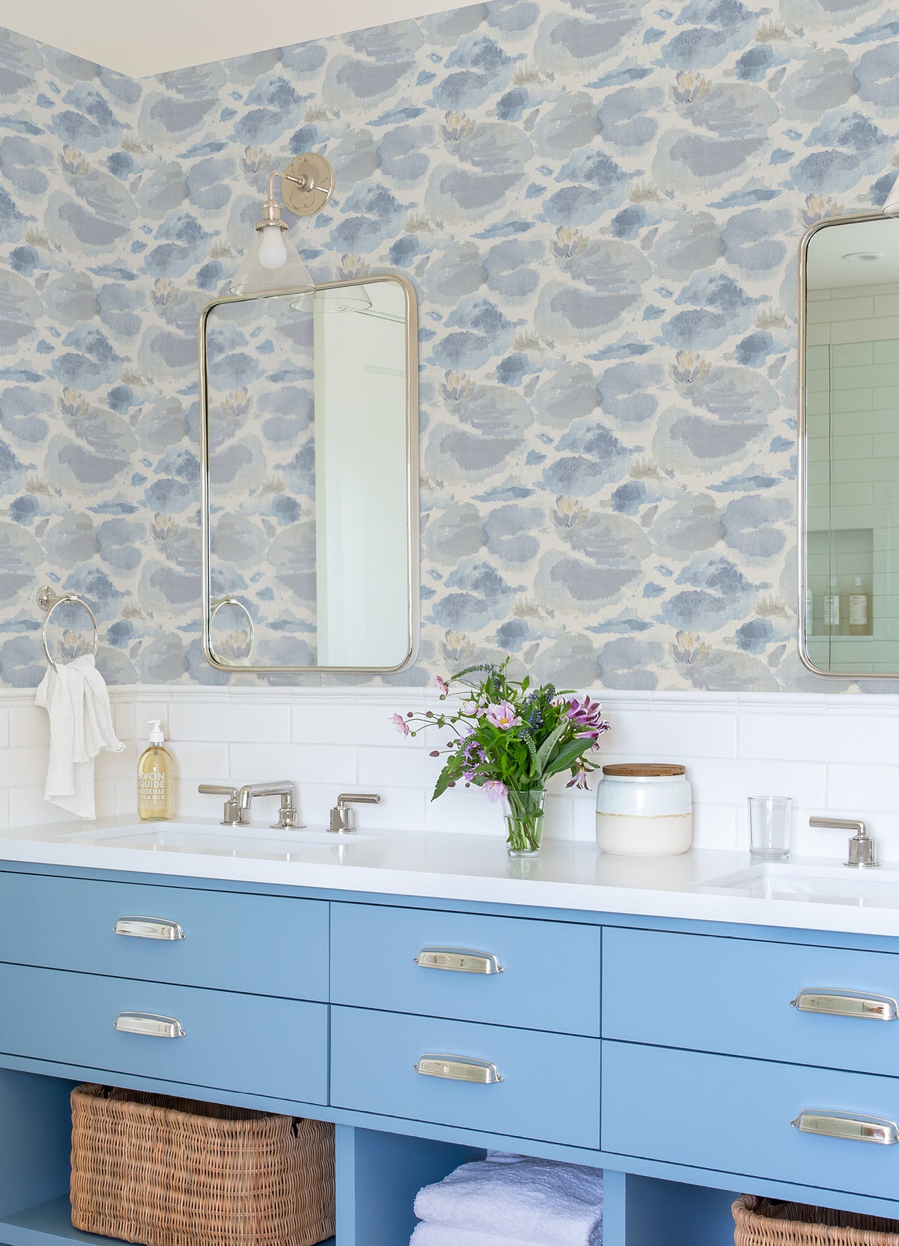 Water Lily Peel and Stick Wallpaper in a room setting