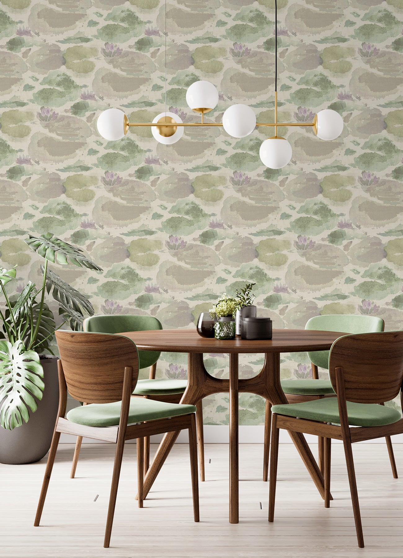 Water Lily Peel and Stick Wallpaper in a room setting